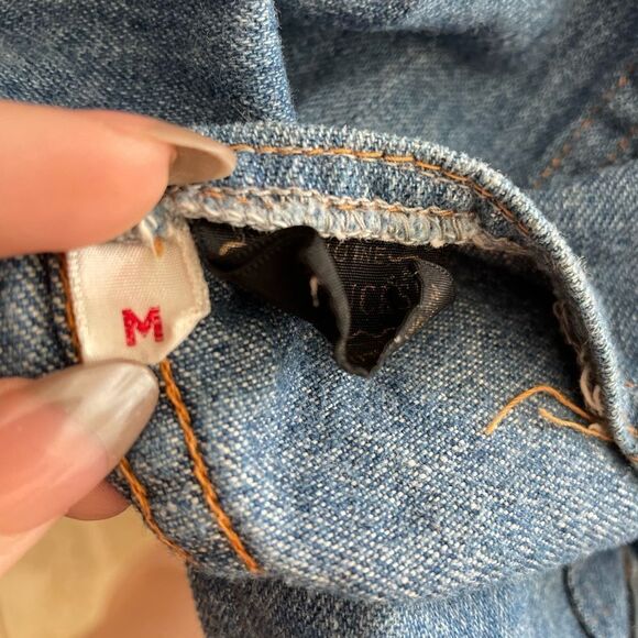 Vintage Denim Sleeveless Denim Zip Up Vest Size Medium Front Pockets Waist Coat - Picture 6 of 6